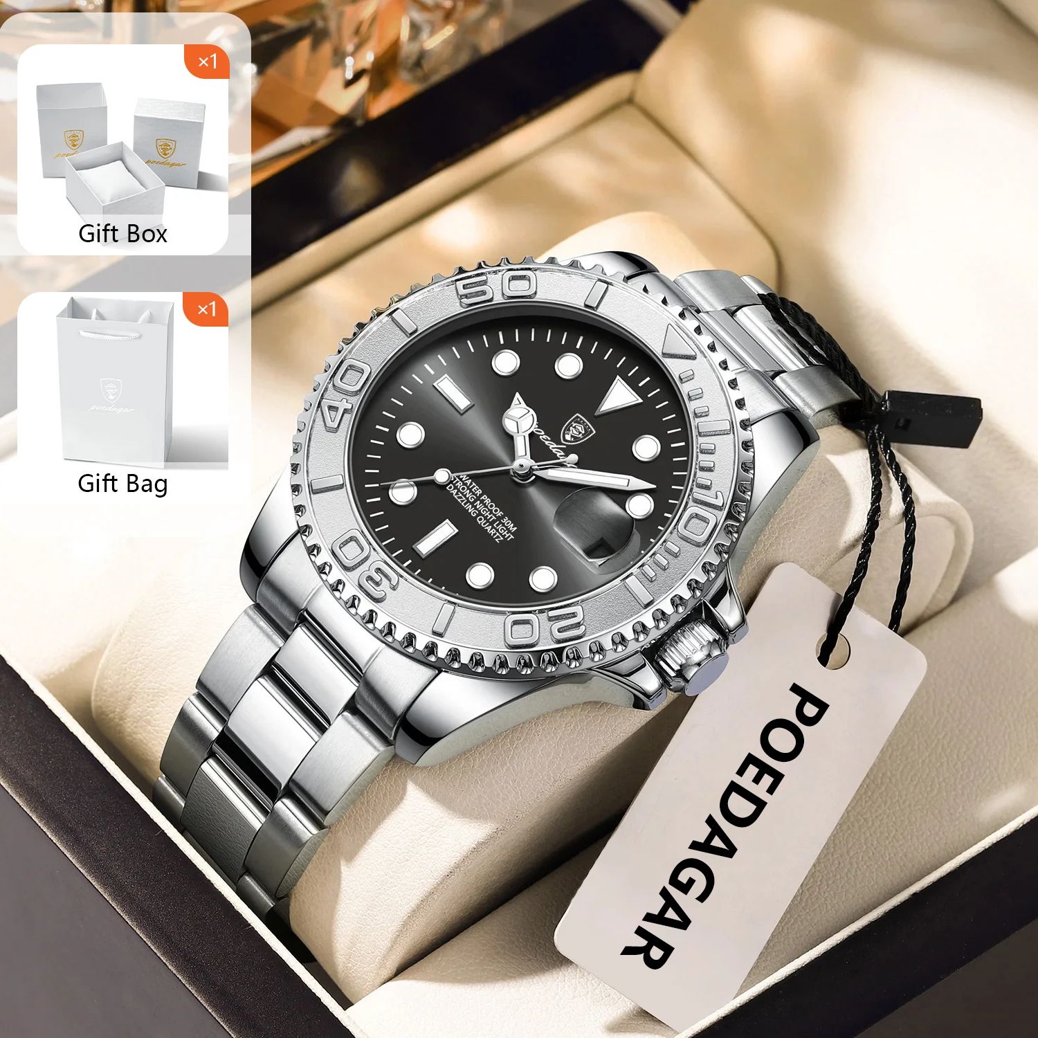 Luxury Watch With Bracelet - POEDAGAR Trendy Sport Man Watch Luminous