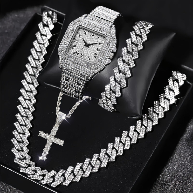 4PCS Fashion Iced Out Square M - огляд і ціна Luxury Watch Wallpaper
