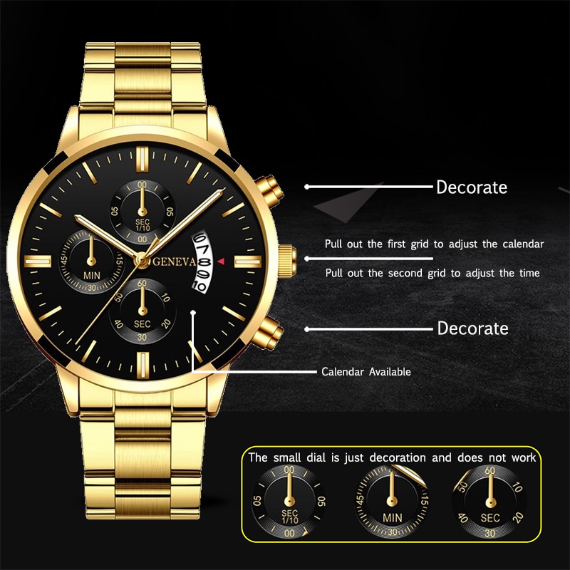 2023 Fashion Men Gold Stainles - огляд і ціна Luxury Watch Wallpaper
